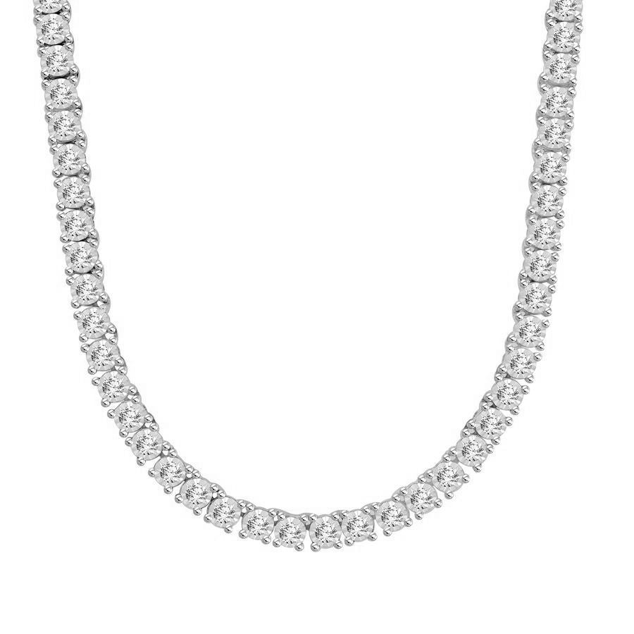 MEN'S NECKLACE 3.00CT ROUND DIAMOND 10K WHITE GOLD