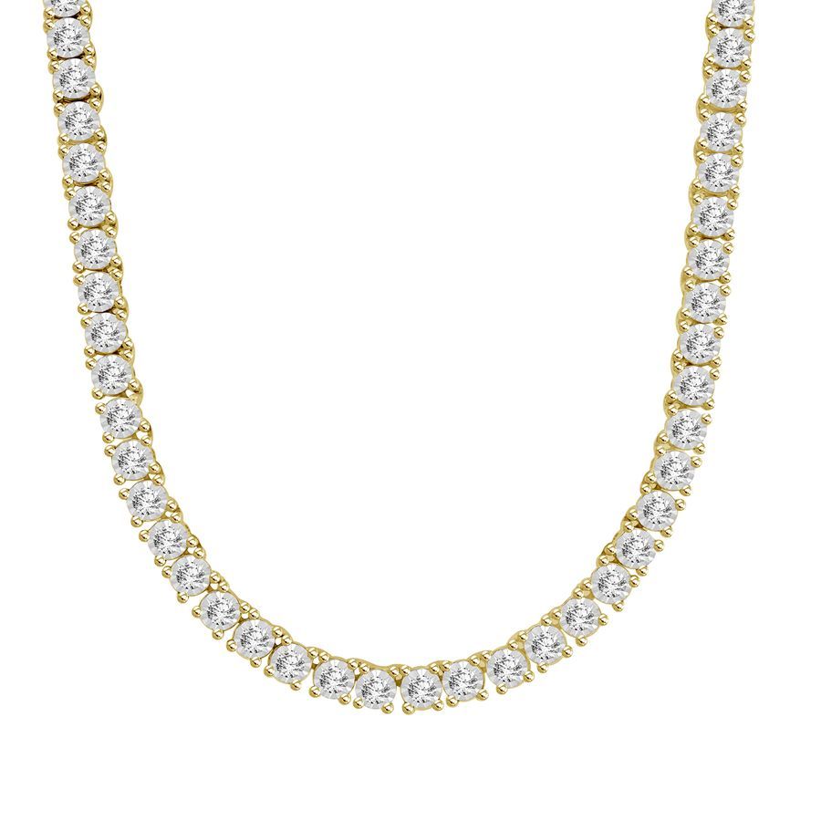 MEN'S NECKLACE 3.00CT ROUND DIAMOND 10K YELLOW GOLD