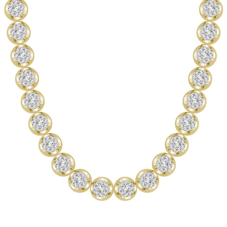 MEN'S NECKLACE 8.30CT ROUND DIAMOND 10K YELLOW GOLD