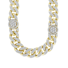 MEN'S NECKLACE 13.75CT ROUND DIAMOND 10K YELLOW GOLD