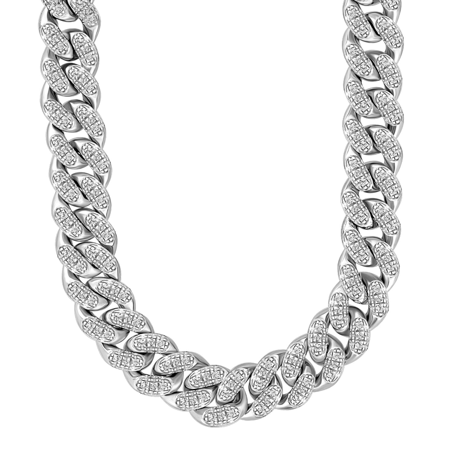 MEN'S NECKLACE 2.50CT ROUND DIAMOND 10K WHITE GOLD