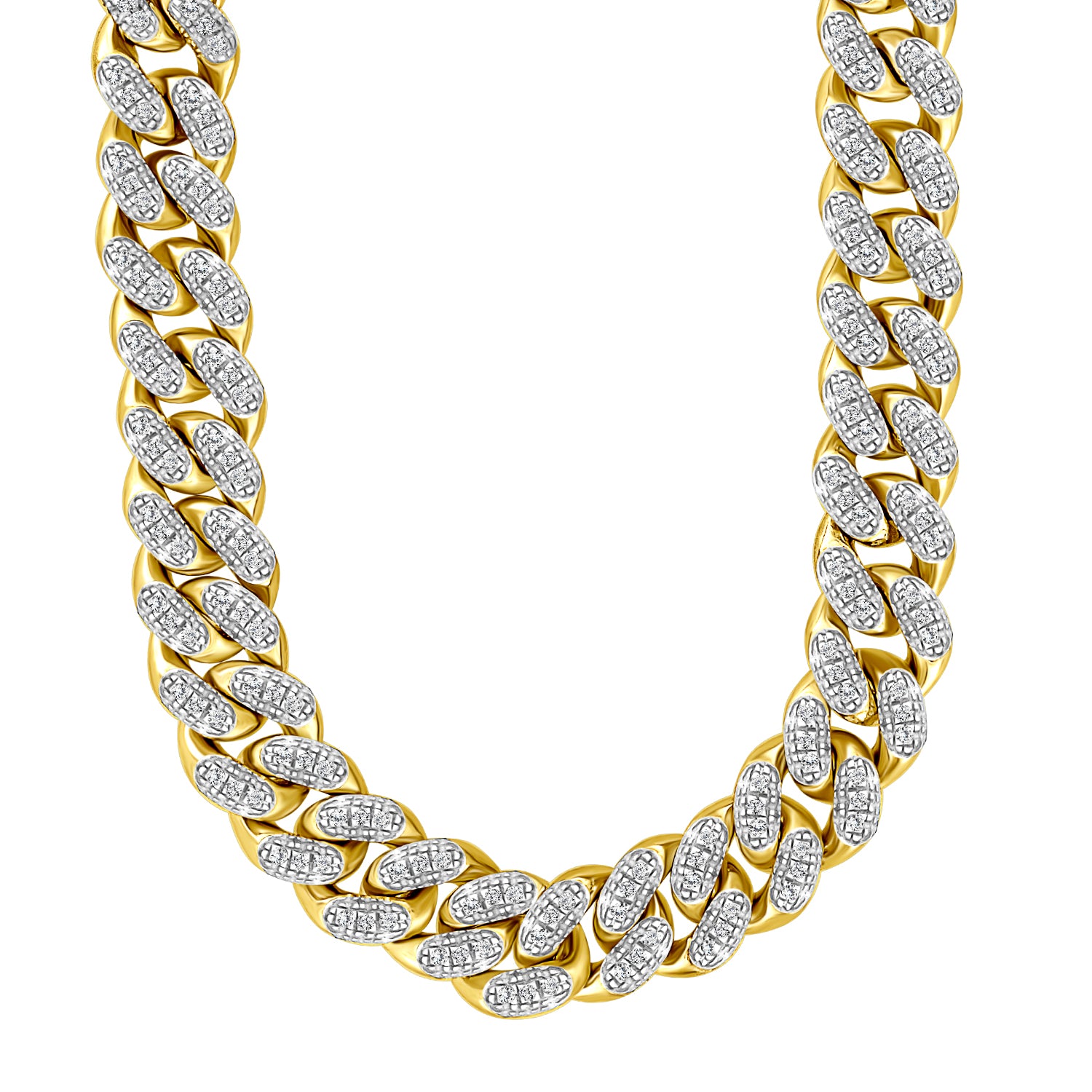 MEN'S NECKLACE 2.50CT ROUND DIAMOND 10K YELLOW GOLD