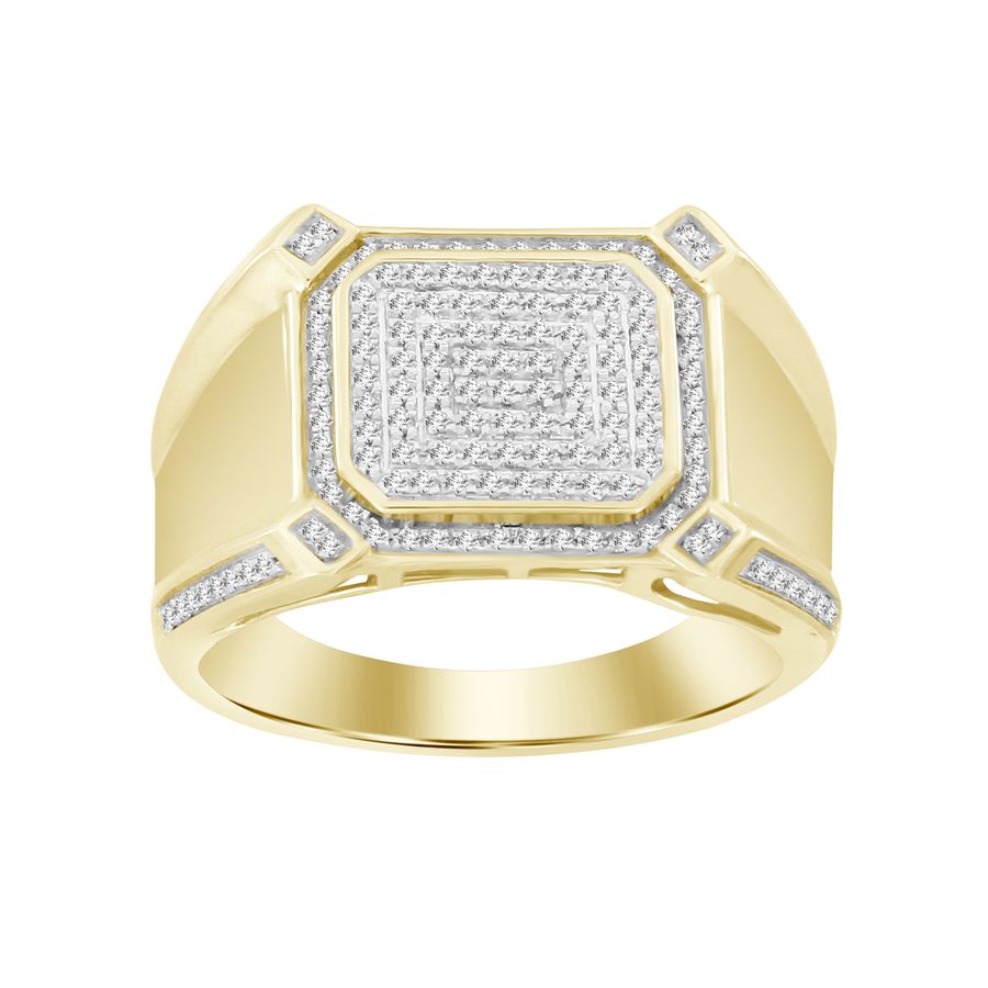 MEN'S RING 0.25CT ROUND DIAMOND 10K YELLOW GOLD