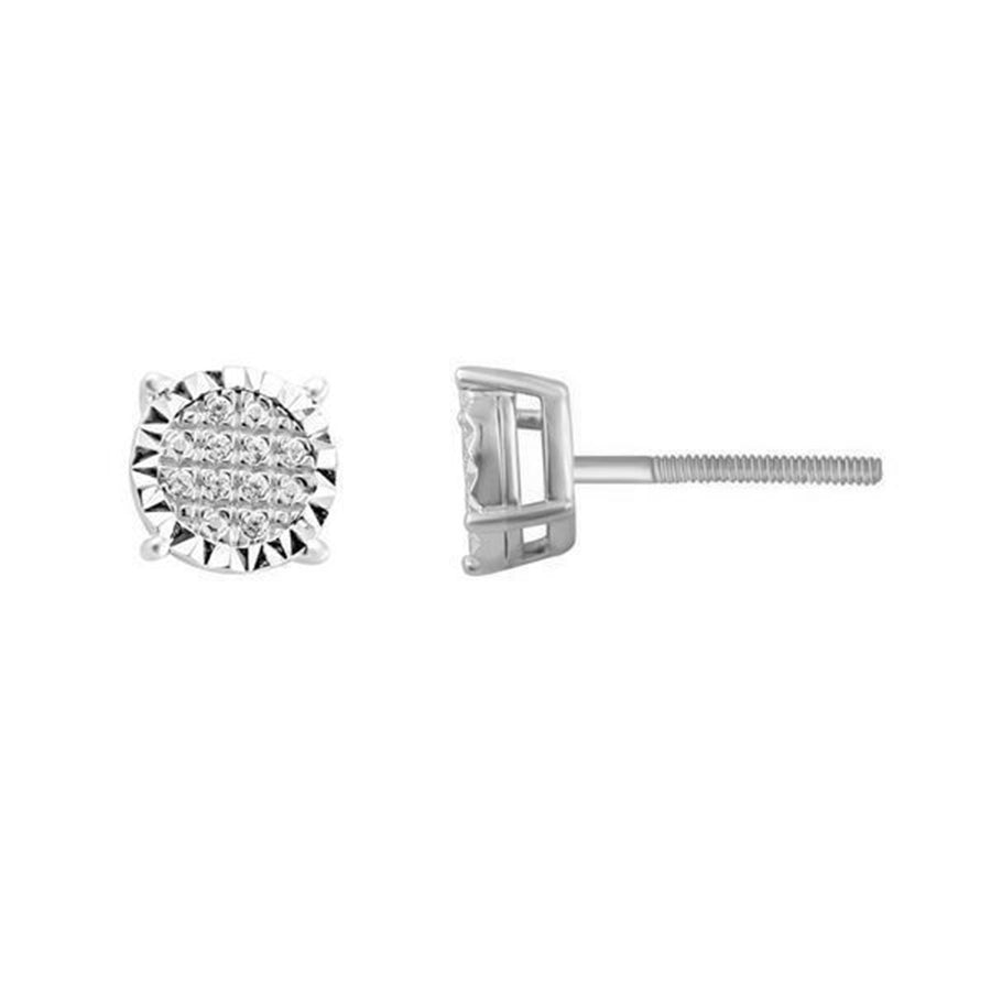 LADIES EARRINGS 0.05CT ROUND DIAMOND 10K WHITE GOLD