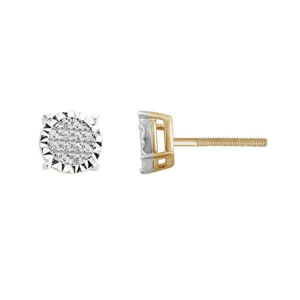 LADIES EARRINGS 0.05CT ROUND DIAMOND 10K YELLOW GOLD