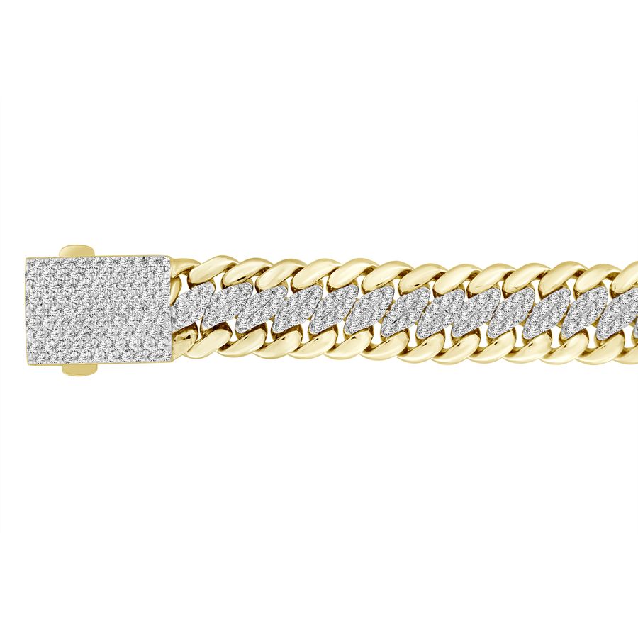 MEN'S BRACELET 7.65CT ROUND DIAMOND 10K YELLOW GOLD