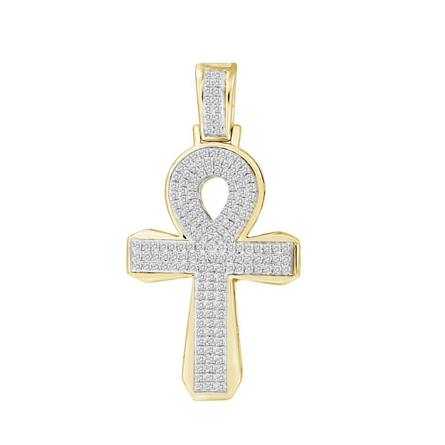 MEN'S PENDANT 0.50CT ROUND DIAMOND 10K YELLOW GOLD