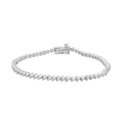 LADIES BRACELET 1.00CT ROUND DIAMOND 14K WHITE GOLD