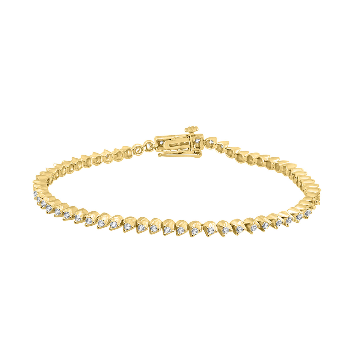 LADIES BRACELET 1.00CT ROUND DIAMOND 14K YELLOW GOLD