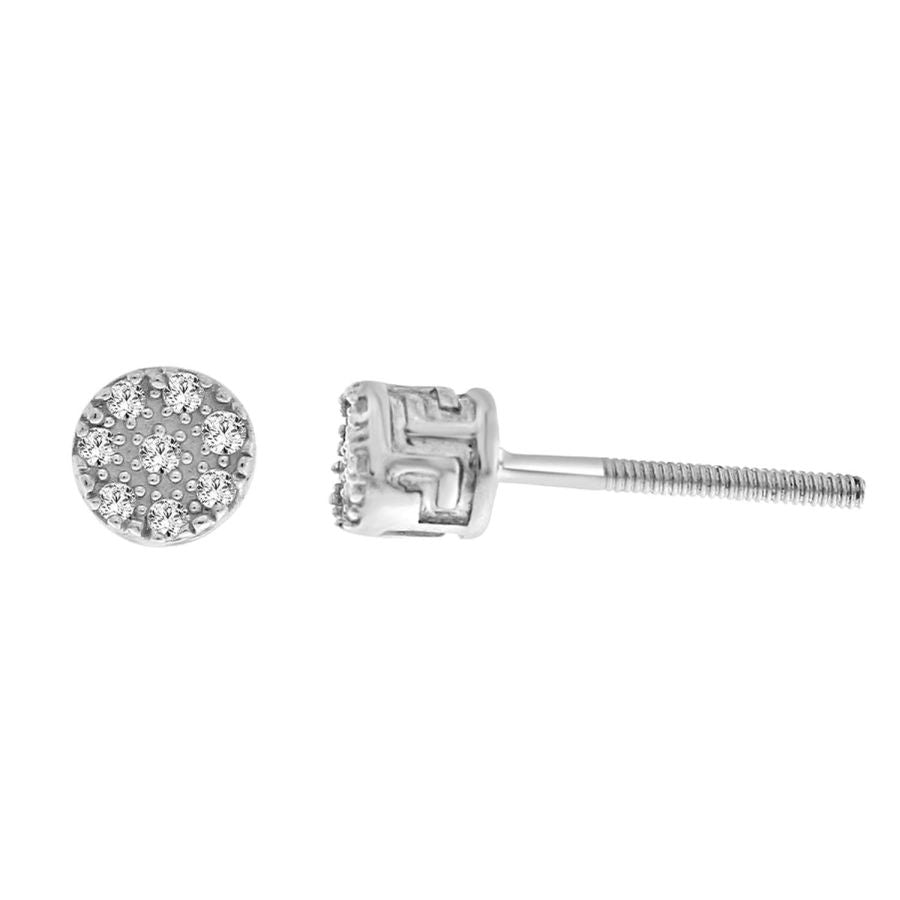 LADIES EARRINGS 0.05CT ROUND DIAMOND 10K WHITE GOLD