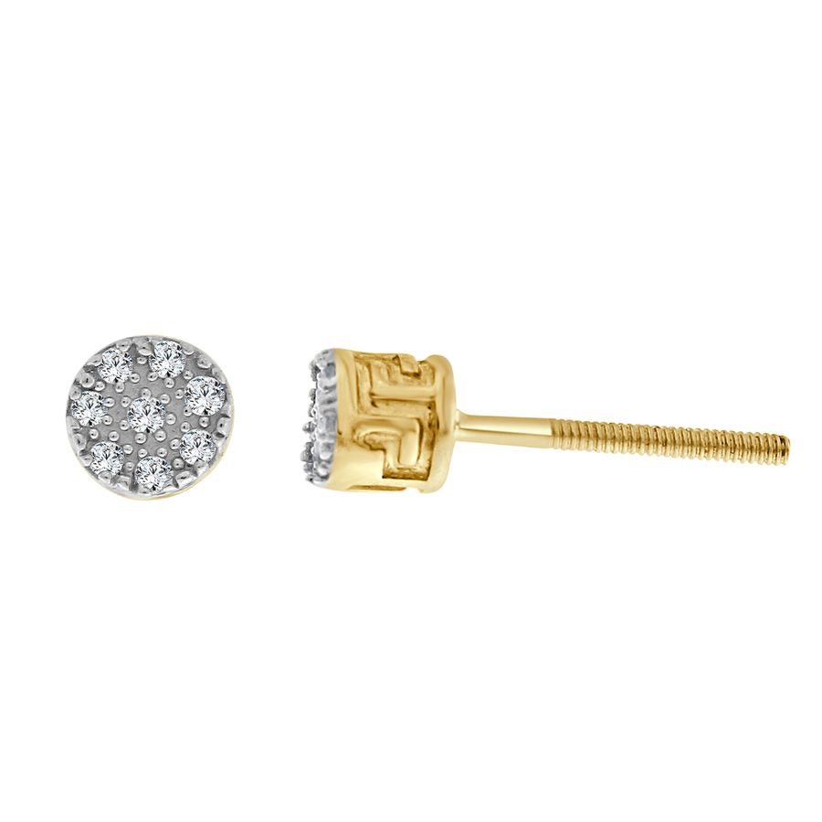 LADIES STUD EARRINGS 0.05CT ROUND DIAMOND 10K YELLOW GOLD