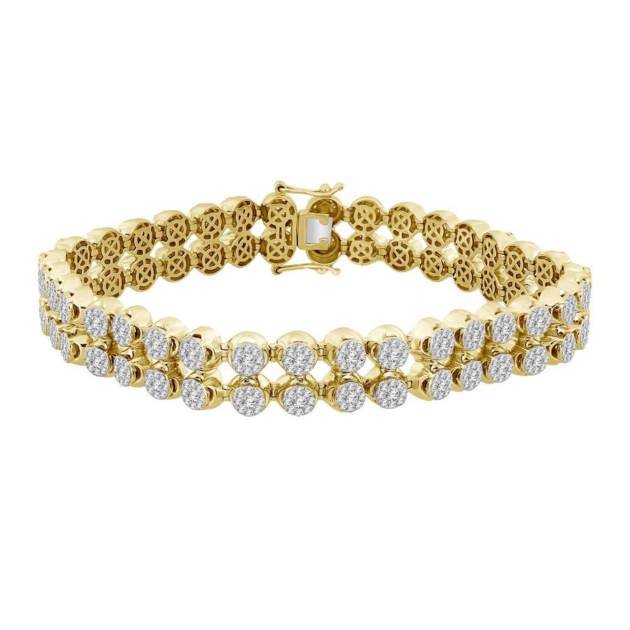 MEN'S BRACELET 7.25CT ROUND DIAMOND 10K YELLOW GOLD