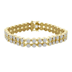 MEN'S BRACELET 7.25CT ROUND DIAMOND 10K YELLOW GOLD