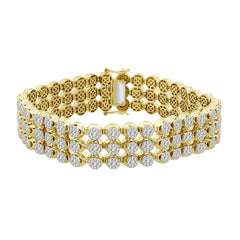 MEN'S BRACELET 10.00CT ROUND DIAMOND 10K YELLOW GOLD