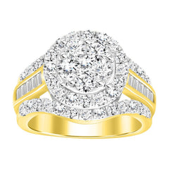 LADIES RING 2.00CT ROUND/BAGUETTE DIAMOND 10K YELLOW GOLD