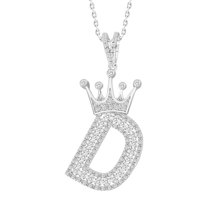 MEN'S PENDANT 0.40CT ROUND DIAMOND 10K WHITE GOLD