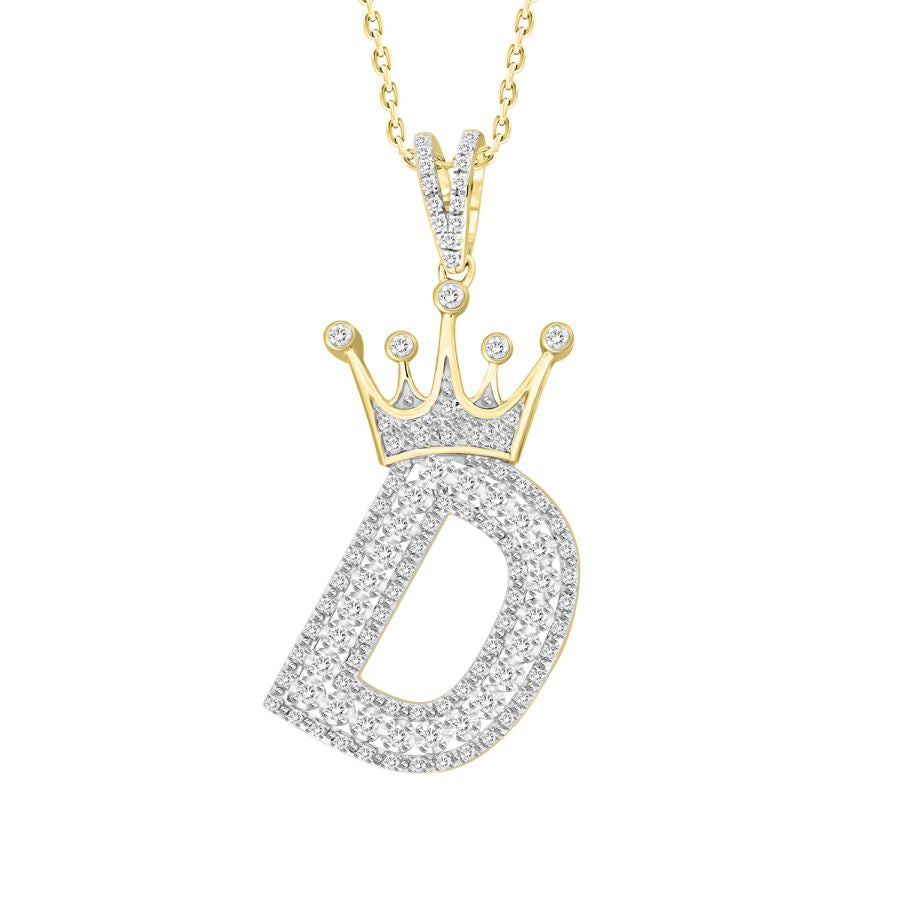 MEN'S PENDANT 0.40CT ROUND DIAMOND 10K YELLOW GOLD