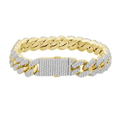 MEN'S BRACELET 7.65CT ROUND DIAMOND 10K YELLOW GOLD