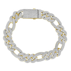 MEN'S BRACELET 3.65CT ROUND DIAMOND 10K YELLOW GOLD