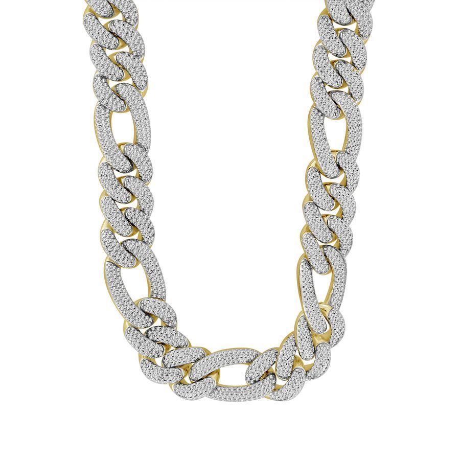 MEN'S NECKLACE 9.00CT ROUND DIAMOND 10K YELLOW GOLD