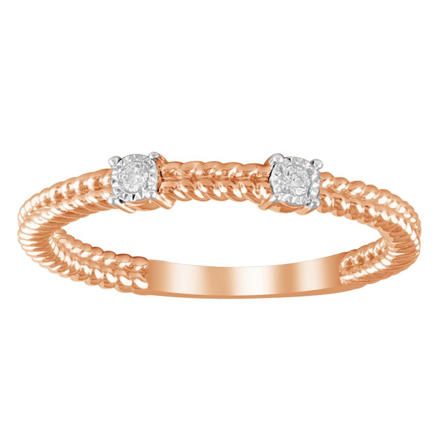 LADIES BAND 0.04CT ROUND DIAMOND 10K ROSE GOLD