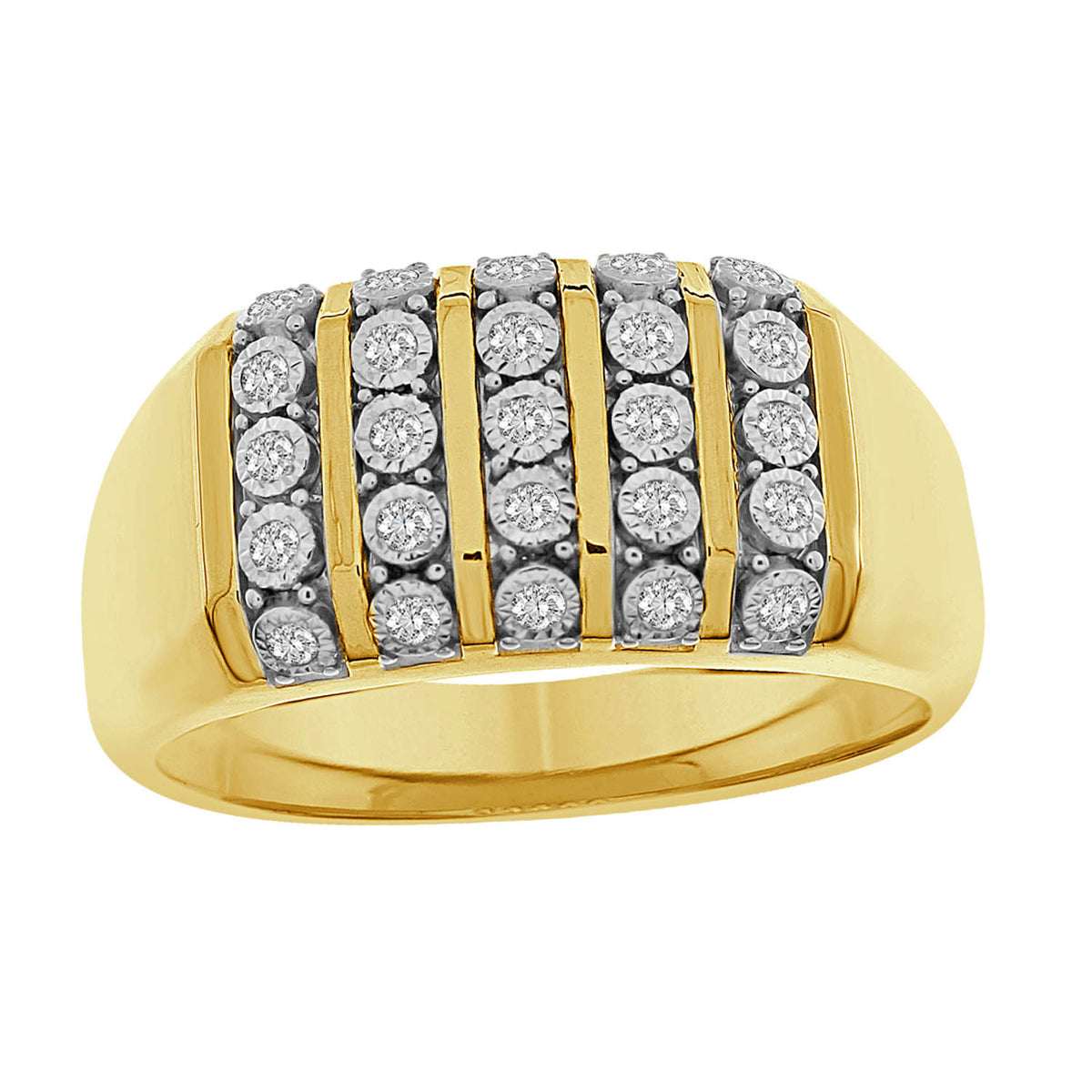 MEN'S RING 0.25CT ROUND DIAMOND 10K YELLOW GOLD