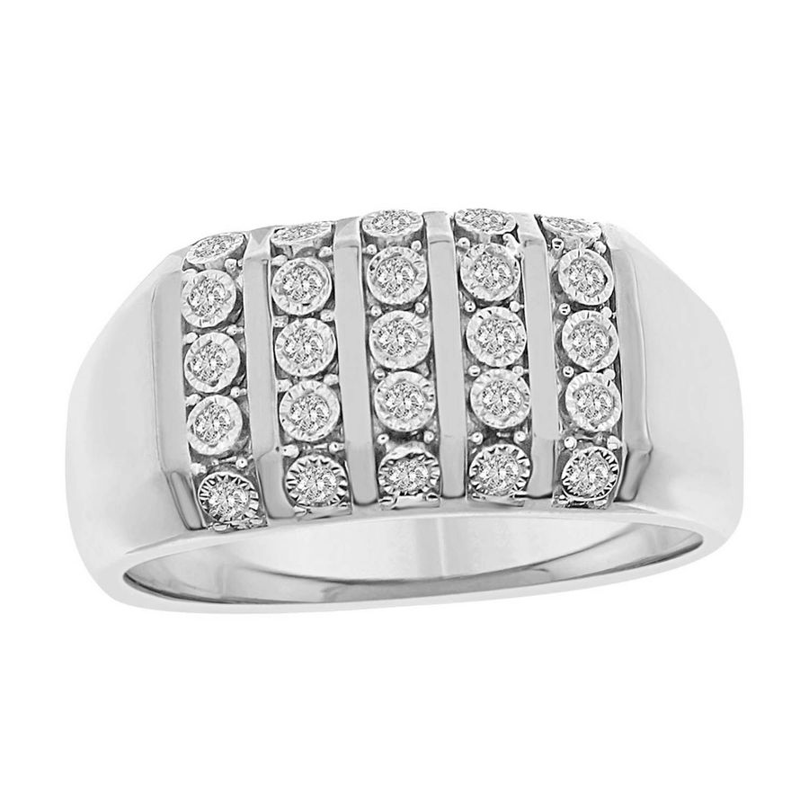 MEN'S RING 0.50CT ROUND DIAMOND 10K WHITE GOLD