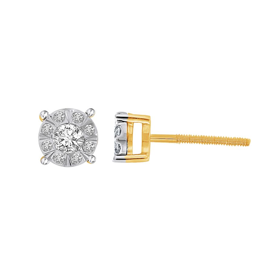 LADIES EARRINGS 0.20CT ROUND DIAMOND 10K YELLOW GOLD