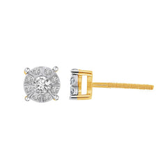 LADIES EARRINGS 0.20CT ROUND DIAMOND 10K YELLOW GOLD