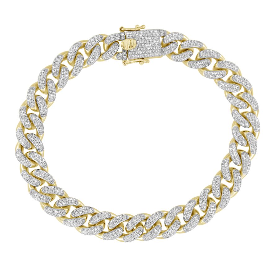 MEN'S BRACELET 2.00CT ROUND DIAMOND 10K YELLOW GOLD