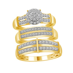 LADIES TRIOS SET 0.75CT ROUND DIAMOND 10K YELLOW GOLD