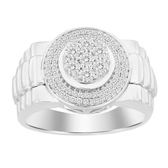 MEN'S RING 0.25CT ROUND DIAMOND 10K WHITE GOLD