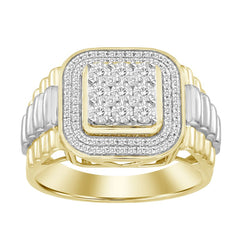 MEN'S RING 0.25CT ROUND DIAMOND 10K WHITE/YELLOW GOLD