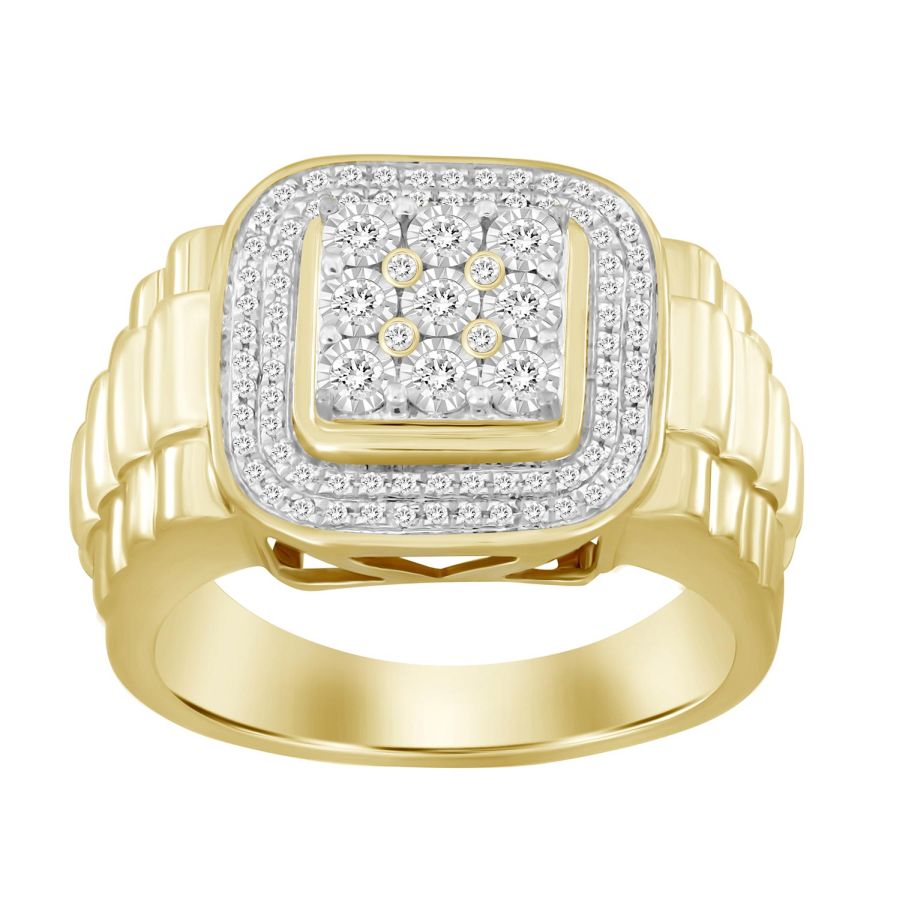 MEN'S RING 0.25CT ROUND DIAMOND 10K YELLOW GOLD