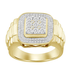 MEN'S RING 0.25CT ROUND DIAMOND 10K YELLOW GOLD