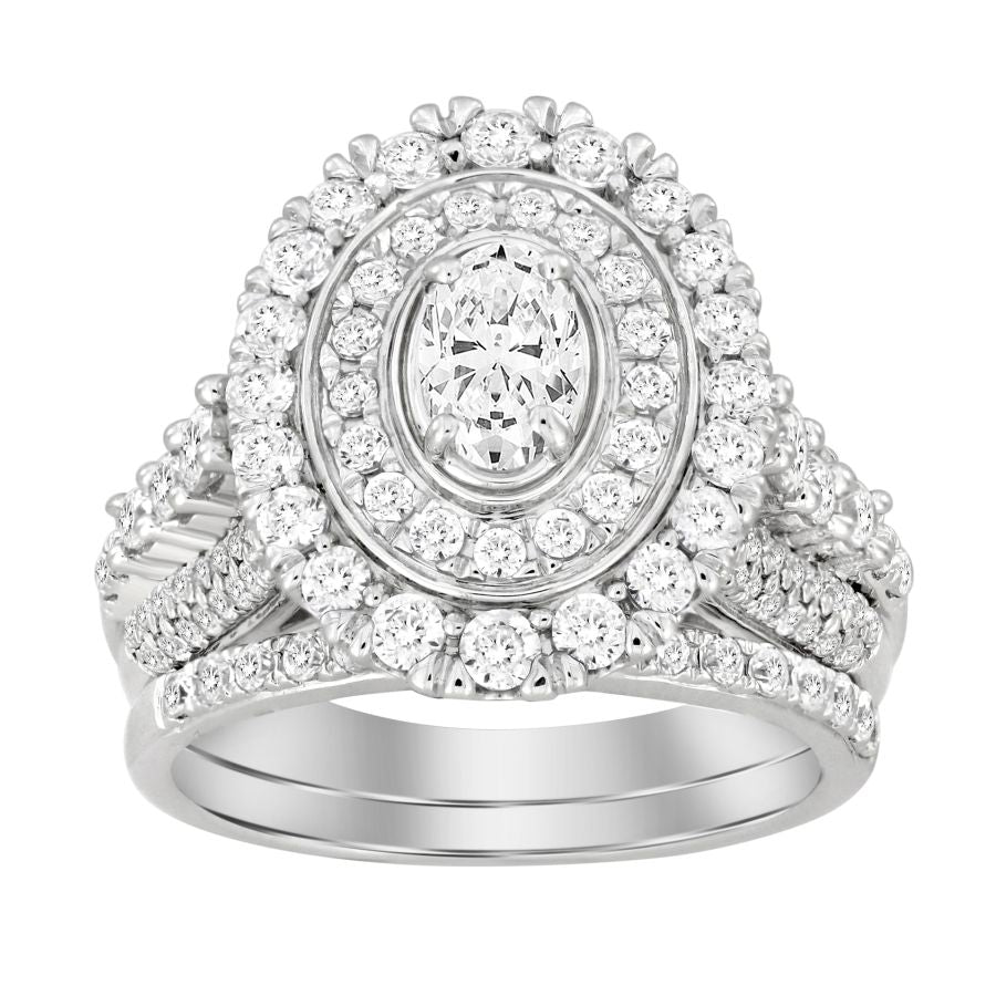 LADIES BRIDAL SET 2.00CT ROUND/OVAL  DIAMOND 14K WHITE GOLD (CENTER STONE 0.40CT ROUND DIAMOND)