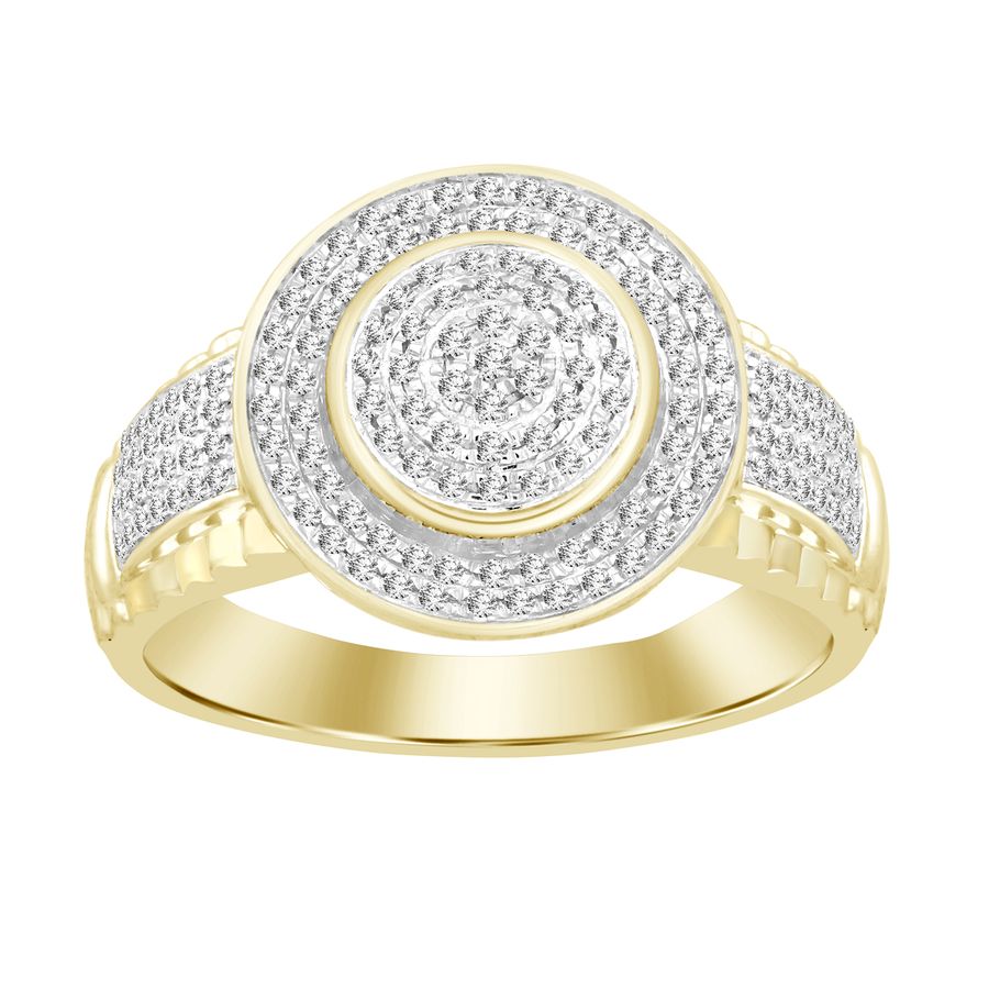 MEN'S RING 0.25CT ROUND DIAMOND 10K YELLOW GOLD