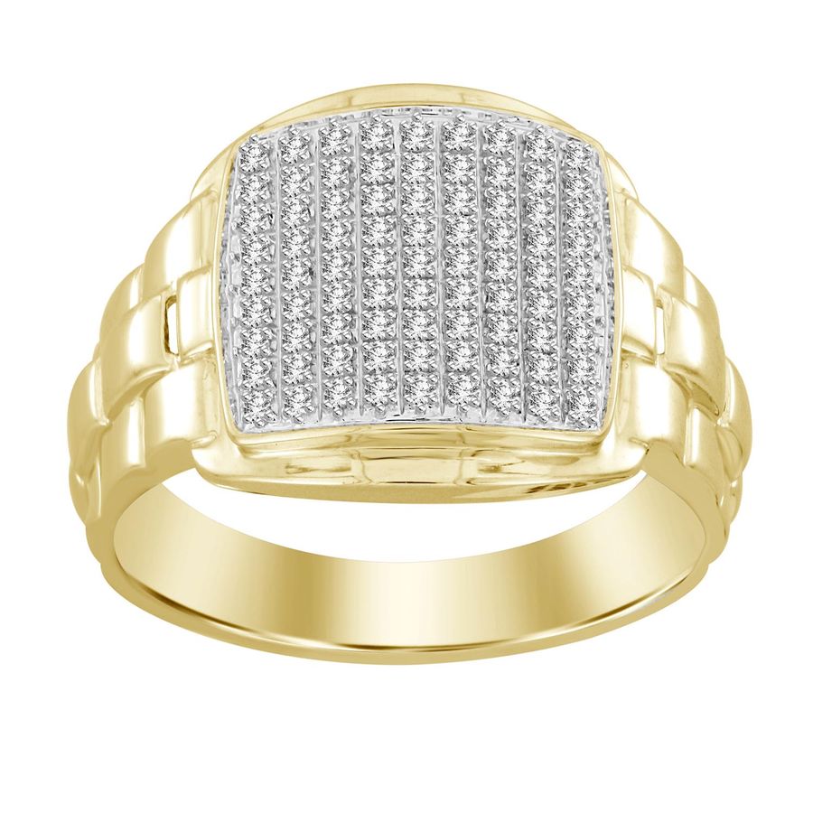 MEN'S RING 0.25CT ROUND DIAMOND 10K YELLOW GOLD