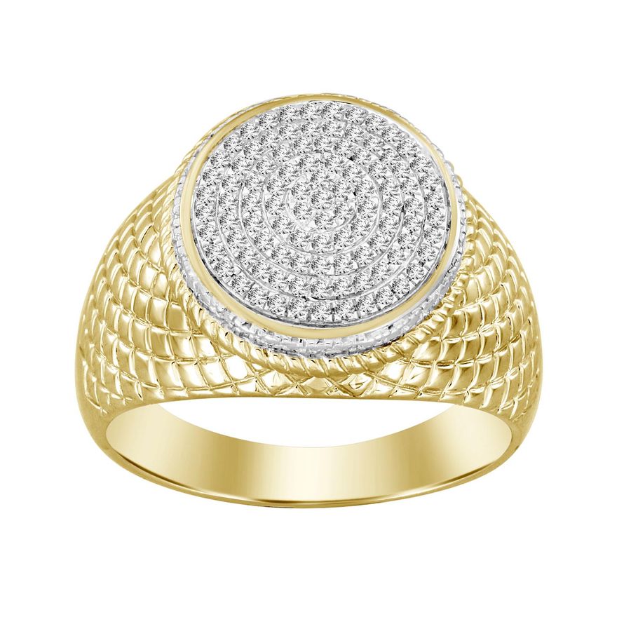 MEN'S RING 0.25CT ROUND DIAMOND 10K YELLOW GOLD