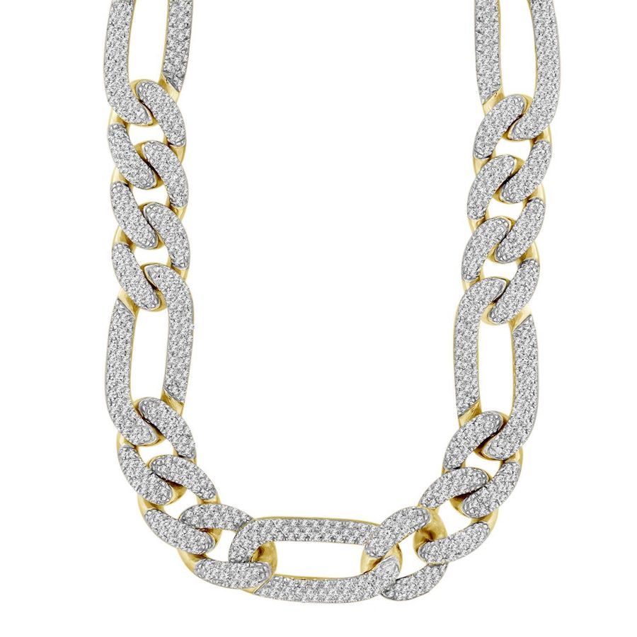 MEN'S NECKLACE 6.40CT ROUND DIAMOND 10K YELLOW GOLD