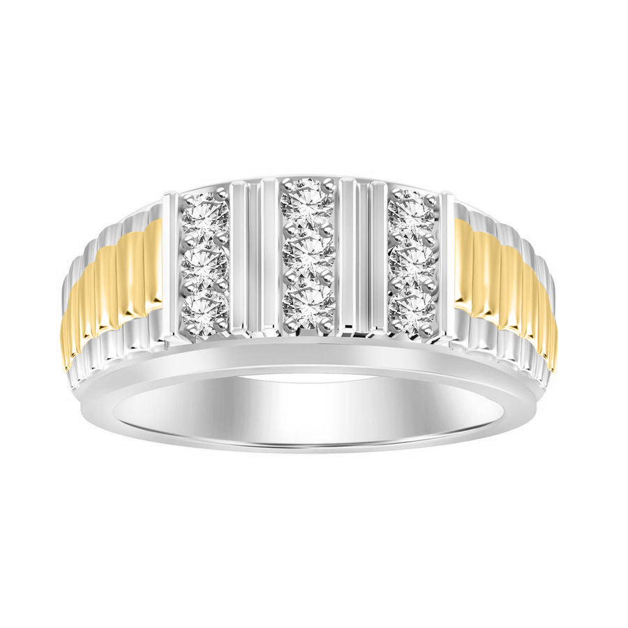 MEN'S RING 0.33CT ROUND DIAMOND 10K WHITE/YELLOW GOLD