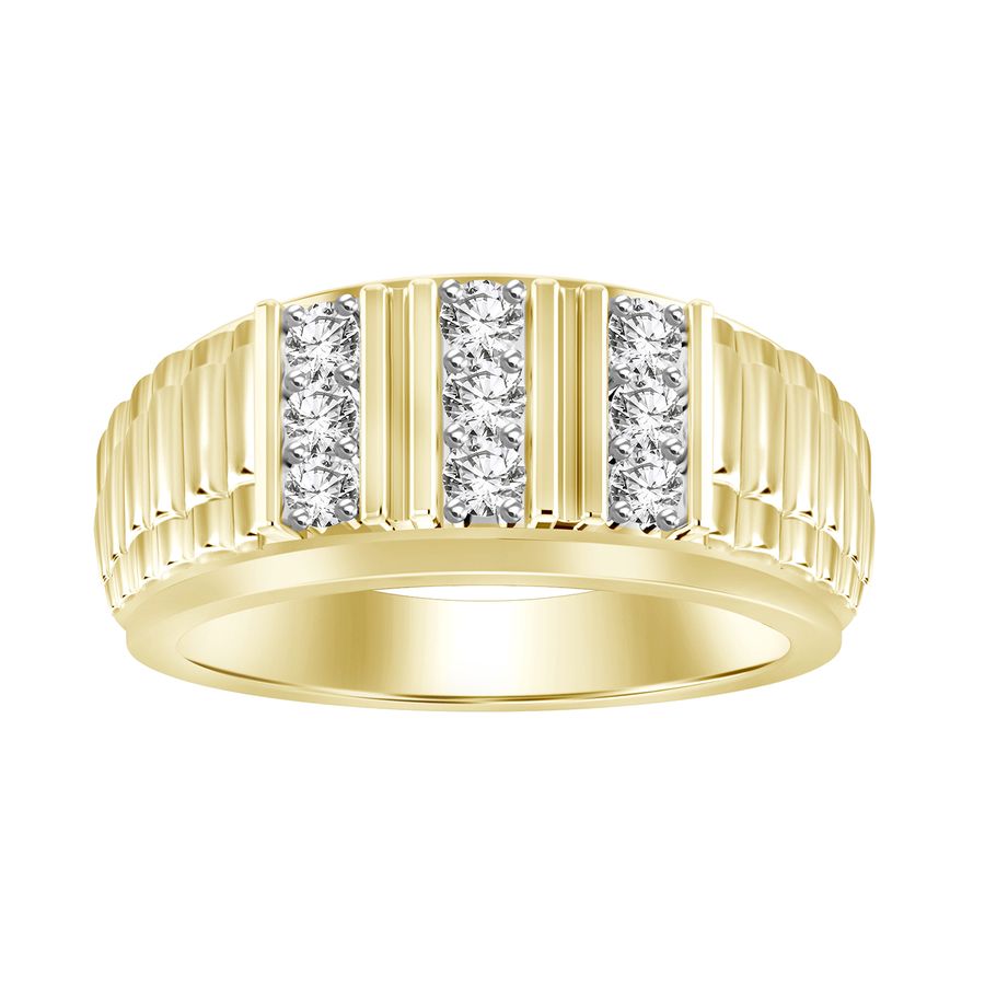 MEN'S RING 0.33CT ROUND DIAMOND 10K YELLOW GOLD