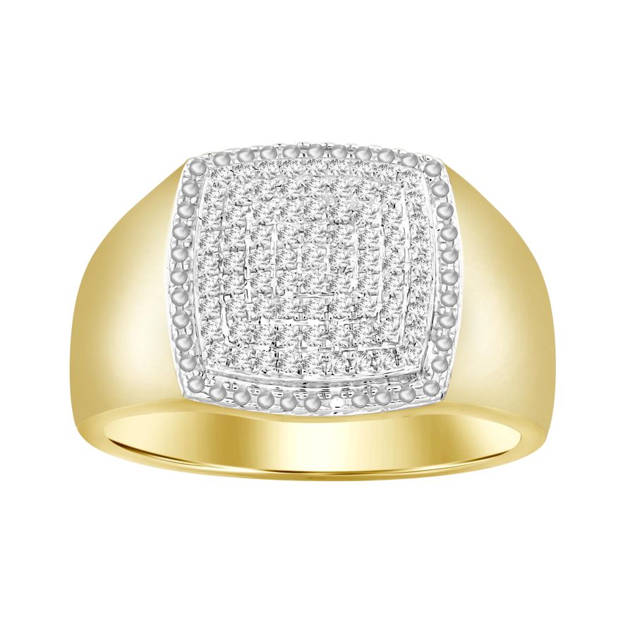 MEN'S RING 0.25CT ROUND DIAMOND 10K YELLOW GOLD