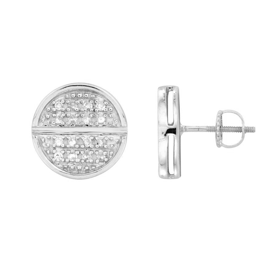 LADIES EARRINGS 0.10CT ROUND DIAMOND 10K WHITE GOLD