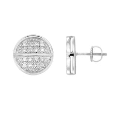 LADIES EARRINGS 0.10CT ROUND DIAMOND 10K WHITE GOLD