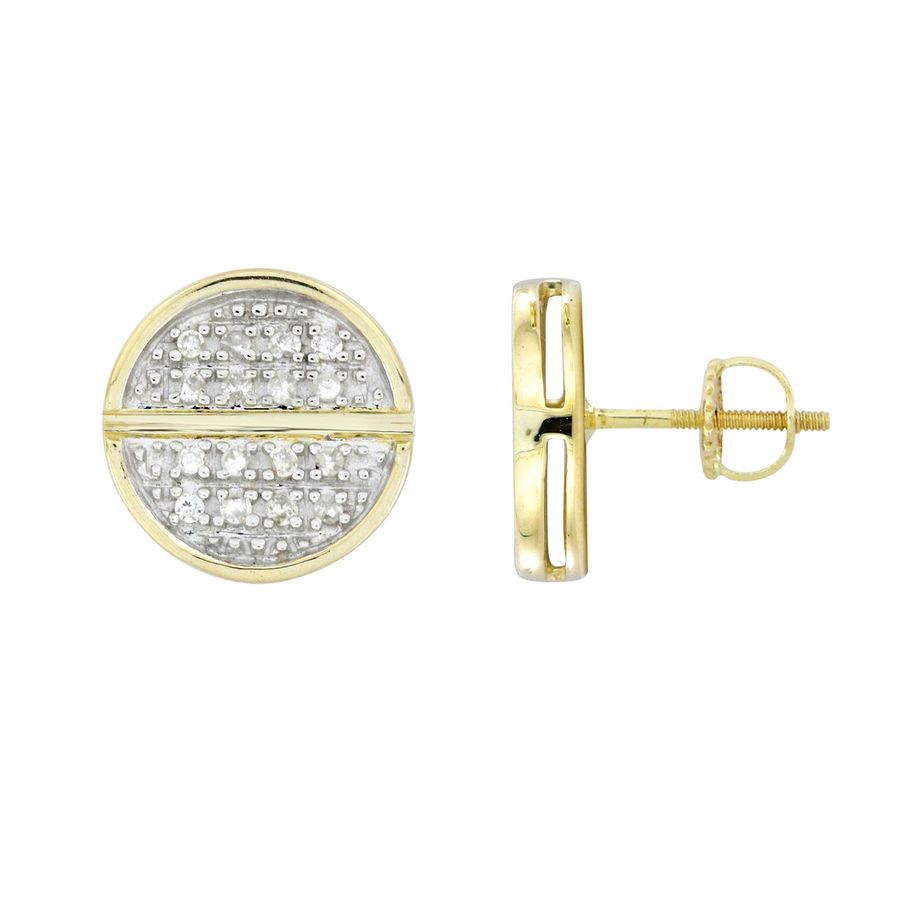 LADIES STUD EARRINGS 0.10CT ROUND DIAMOND 10K YELLOW GOLD