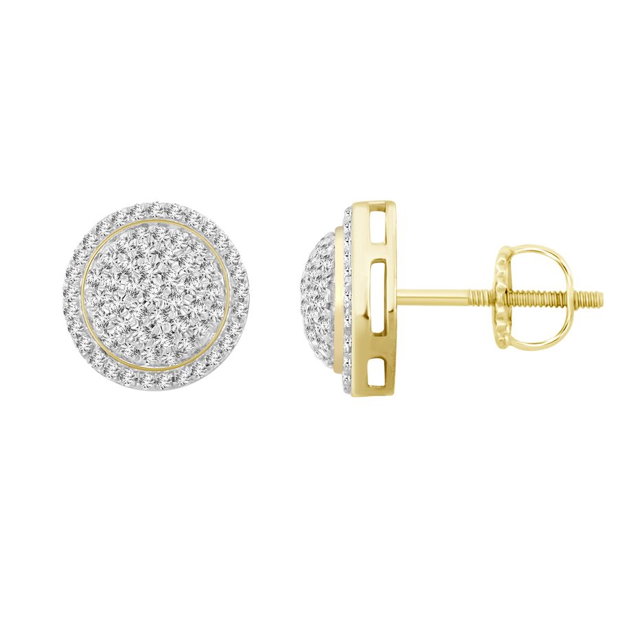 LADIES STUD EARRINGS 0.33CT ROUND DIAMOND 10K YELLOW GOLD