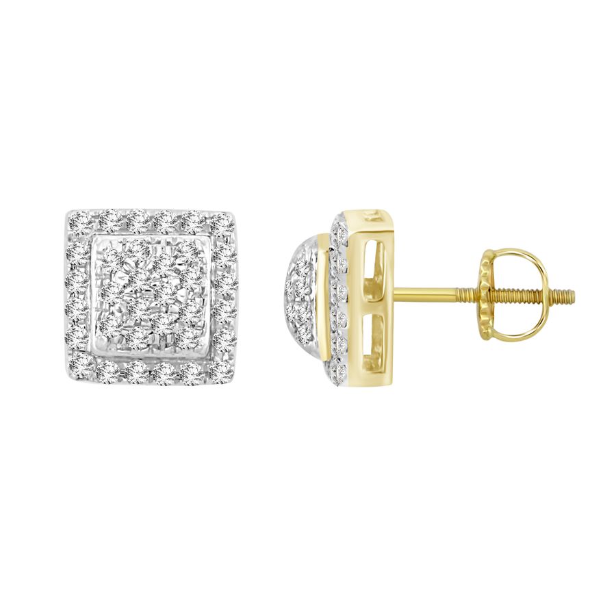 LADIES STUD EARRINGS 0.15CT ROUND DIAMOND 10K YELLOW GOLD