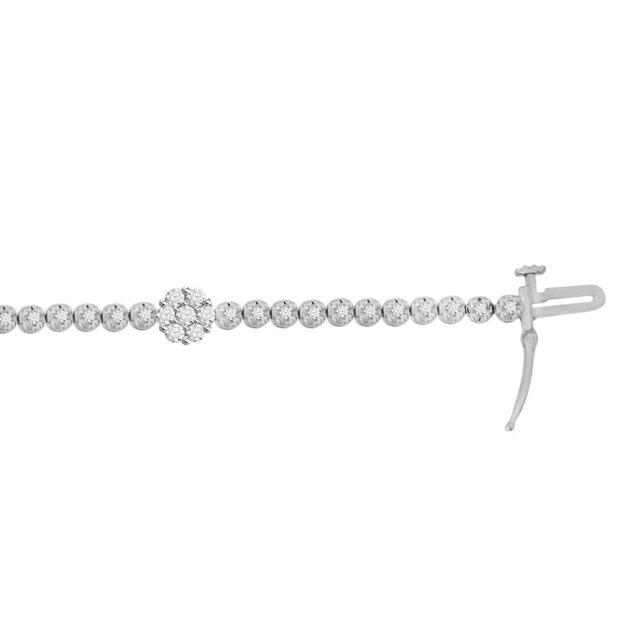 LADIES BRACELET 1.00CT ROUND DIAMOND 10K WHITE GOLD