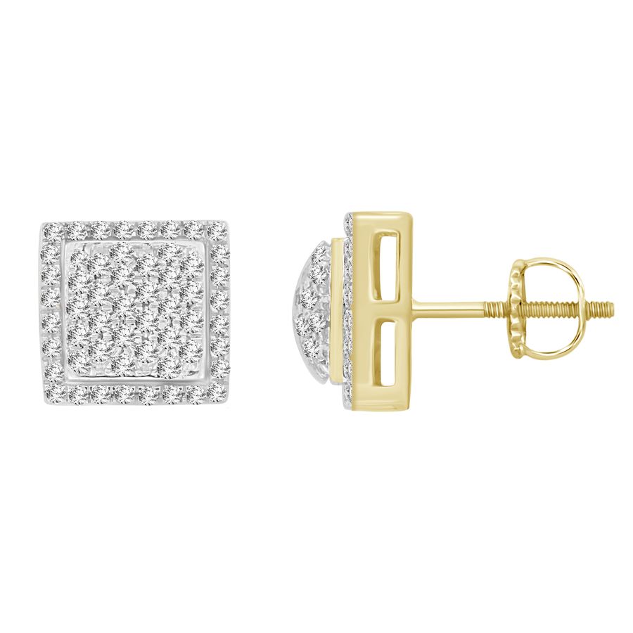 LADIES STUD EARRINGS 0.25CT ROUND DIAMOND 10K YELLOW GOLD